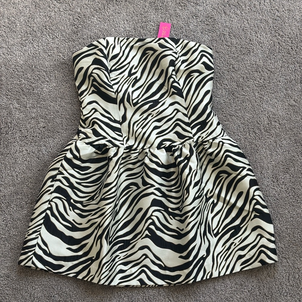Lily Pulitzer Akela Strapless Zebra Jacquard Mini Dress